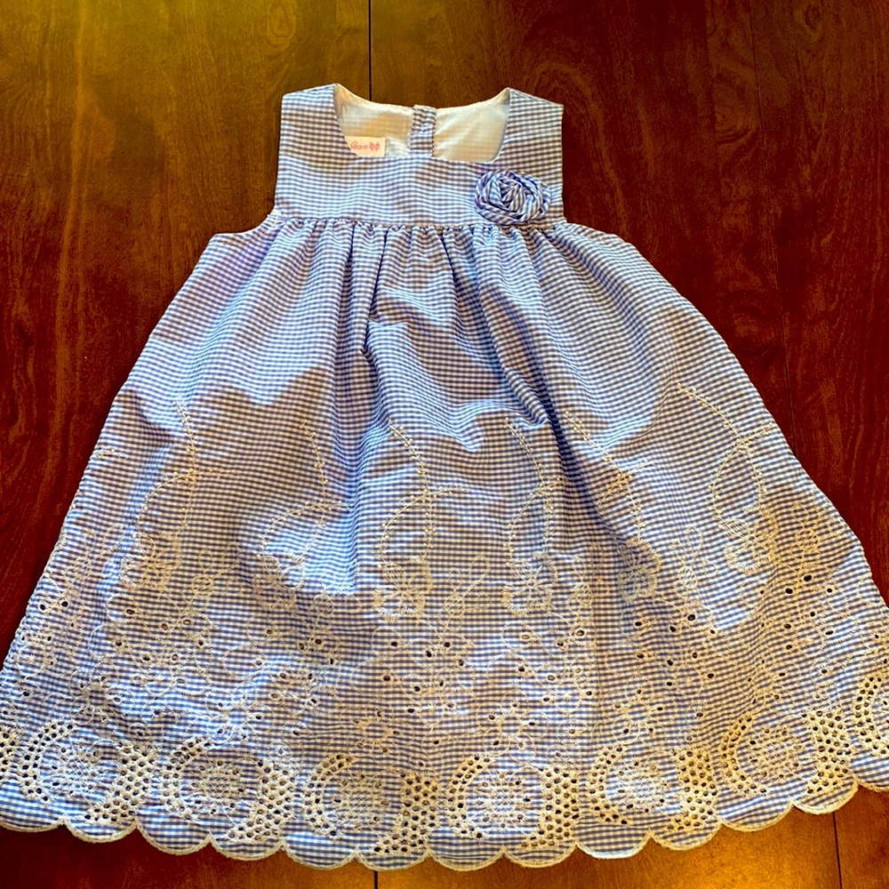 4t blue and white checkered dress